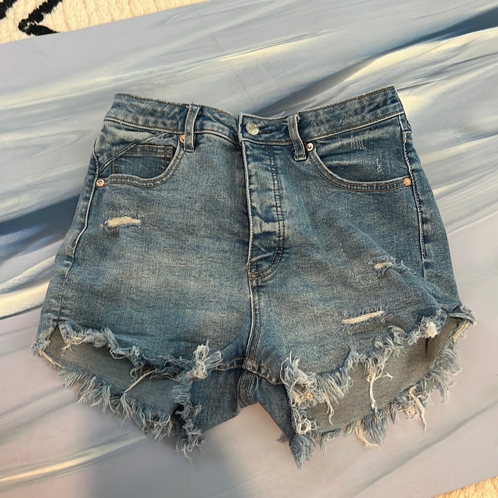 Denim jean distressed shorts